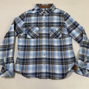 Kuhl Shirt Womens Extra Small Tess Flannel Blue Plaid Corduroy Trim Hike Outdoor
